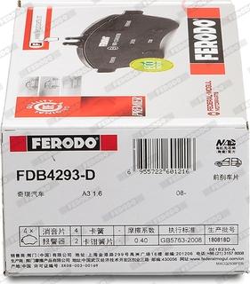 Ferodo FDB4293-D - Тормозные колодки, дисковые, комплект avtokuzovplus.com.ua