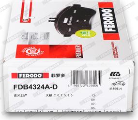 Ferodo FDB4324A-D - Тормозные колодки, дисковые, комплект autodnr.net