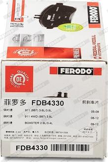 Ferodo FDB4330 - Тормозные колодки, дисковые, комплект autodnr.net