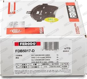 Ferodo FDB5017-D - Тормозные колодки, дисковые, комплект autodnr.net