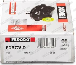 Ferodo FDB778-D - Гальмівні колодки, дискові гальма autocars.com.ua