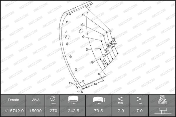 Ferodo K15742.0-F3549 - Комплект гальмівних черевиків, барабанні гальма autocars.com.ua