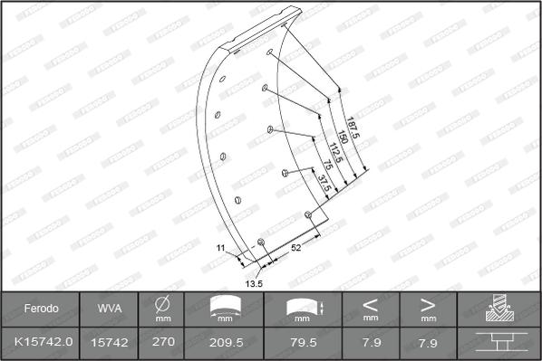 Ferodo K15742.0TC - Комплект гальмівних черевиків, барабанні гальма autocars.com.ua