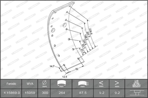 Ferodo K15869.0TG - Комплект тормозных башмаков, барабанные тормоза avtokuzovplus.com.ua