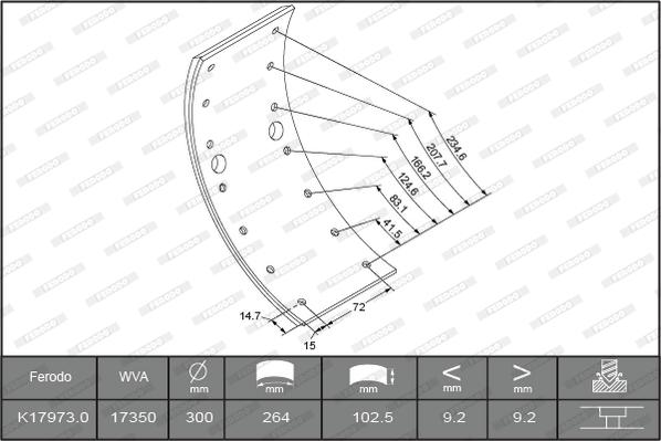 Ferodo K17973.0TG - Комплект гальмівних черевиків, барабанні гальма autocars.com.ua