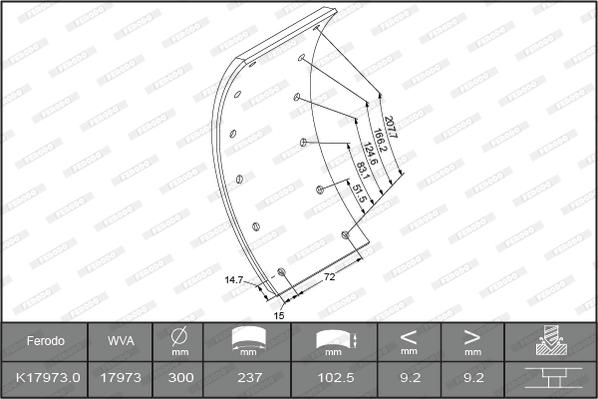 Ferodo K17973.0TG - Комплект гальмівних черевиків, барабанні гальма autocars.com.ua