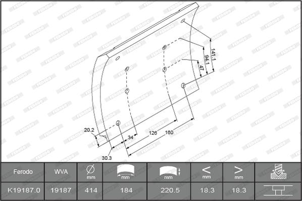 Ferodo K19187.0-F3537 - Комплект тормозных башмаков, барабанные тормоза autodnr.net