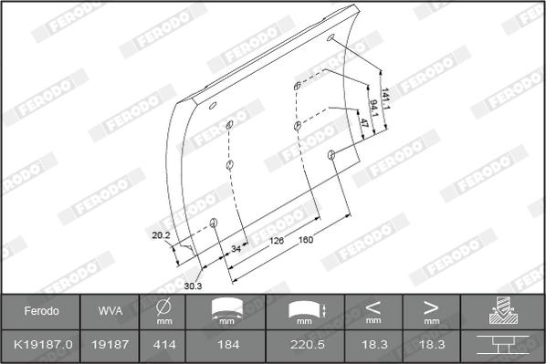 Ferodo K19187.1-F3555 - Комплект тормозных башмаков, барабанные тормоза autodnr.net