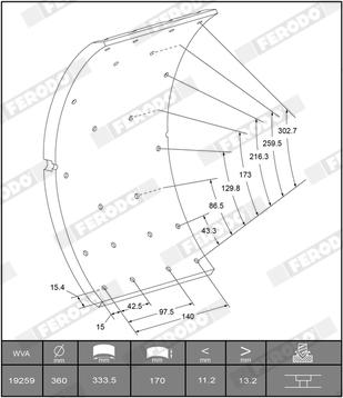 Ferodo K19255.1-F3537 - Комплект тормозных башмаков, барабанные тормоза autodnr.net