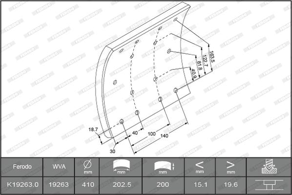 Ferodo K19263.0TG - Комплект тормозных башмаков, барабанные тормоза autodnr.net