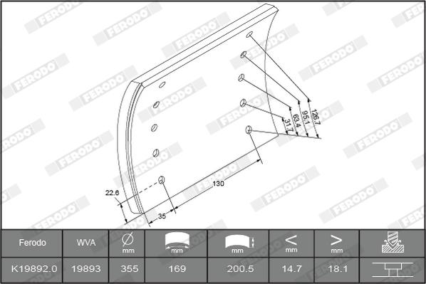 Ferodo K19892.1-F3504 - Комплект тормозных башмаков, барабанные тормоза avtokuzovplus.com.ua