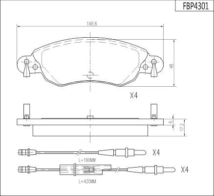 FI.BA FBP4301 - Тормозные колодки, дисковые, комплект autodnr.net