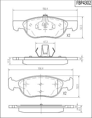 FI.BA FBP4302 - Тормозные колодки, дисковые, комплект autodnr.net