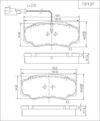 FI.BA FBP4387 - Тормозные колодки, дисковые, комплект autodnr.net