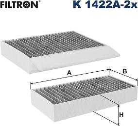 Filtron K 1422A-2x - Фільтр, повітря у внутрішній простір autocars.com.ua