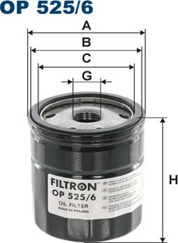 Filtron OP525/6 - Масляный фильтр avtokuzovplus.com.ua