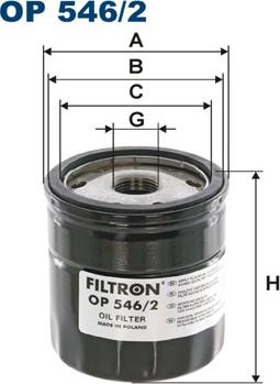 Filtron OP546/2 - Масляний фільтр autocars.com.ua