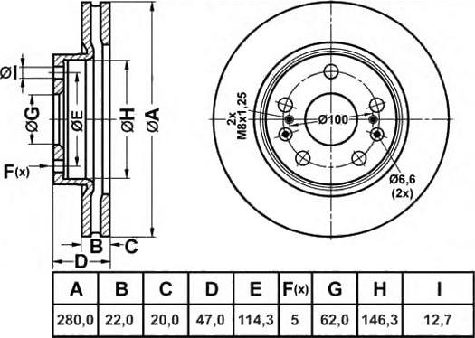 FIT FR0827V - Гальмівний диск autocars.com.ua