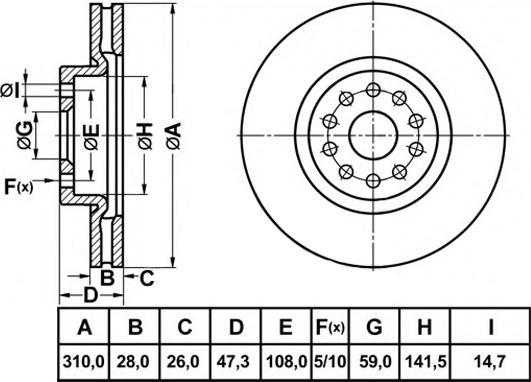 FIT FR1001V - Гальмівний диск autocars.com.ua