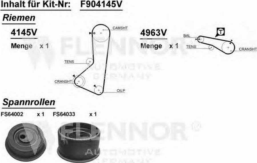 Flennor F904145V - Комплект ремня ГРМ avtokuzovplus.com.ua