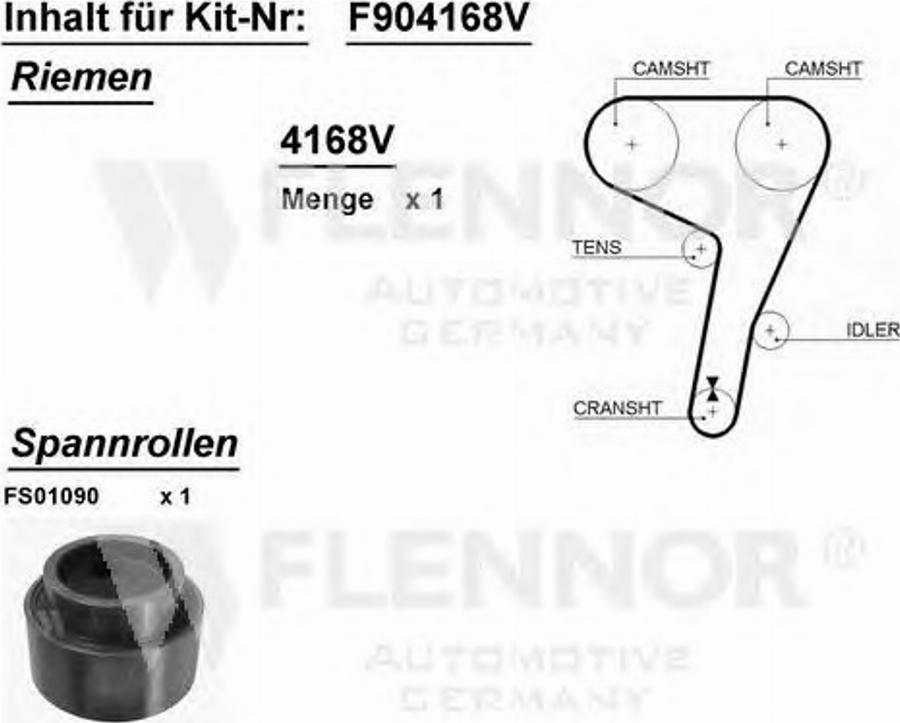 Flennor F904168V - Комплект ремня ГРМ avtokuzovplus.com.ua