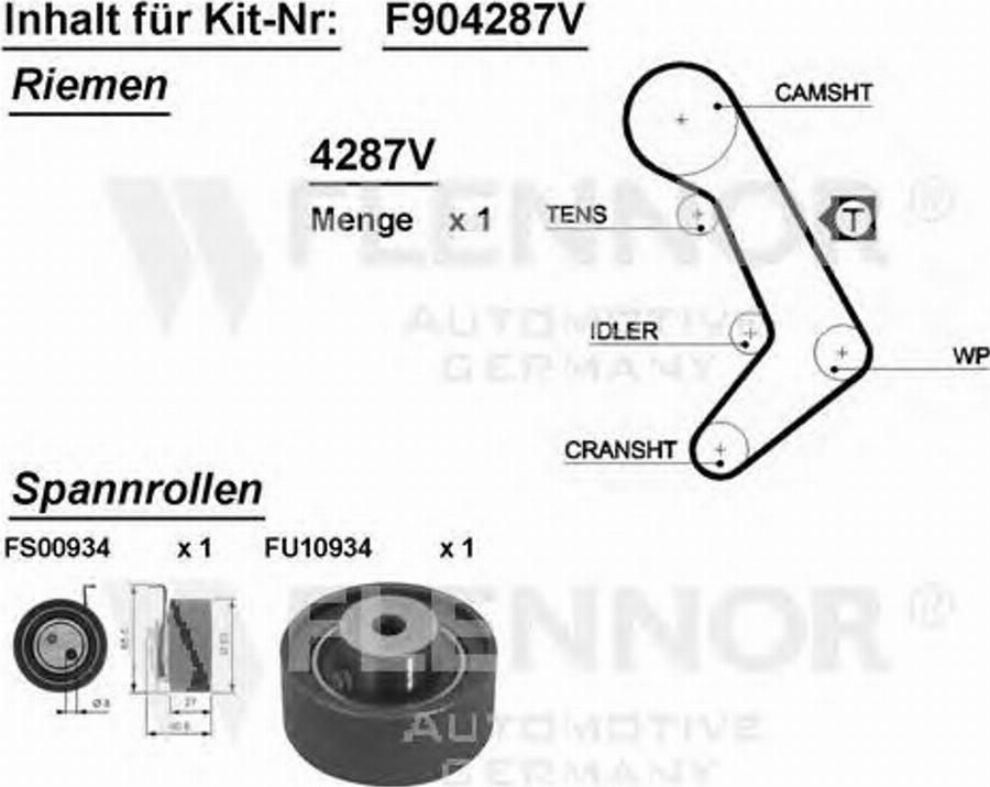 Flennor F904287V - Комплект ременя ГРМ autocars.com.ua