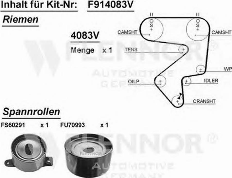 Flennor F914083V - Комплект ременя ГРМ autocars.com.ua