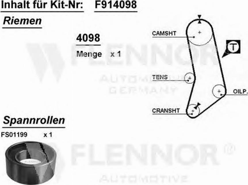 Flennor F914098 - Натяжной ролик, ремень ГРМ autodnr.net