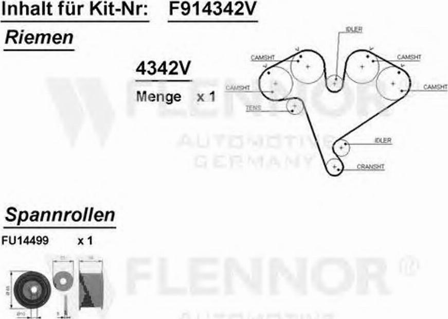 Flennor F914342V - Комплект ремня ГРМ autodnr.net