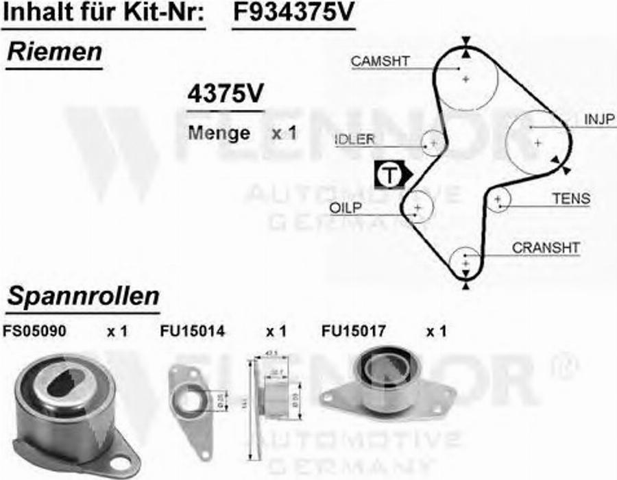 Flennor F934375V - Комплект ремня ГРМ avtokuzovplus.com.ua