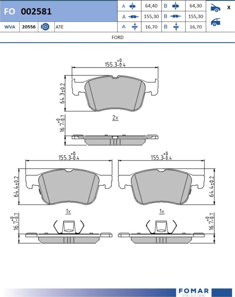 FOMAR Friction FO 002581 - Тормозные колодки, дисковые, комплект avtokuzovplus.com.ua