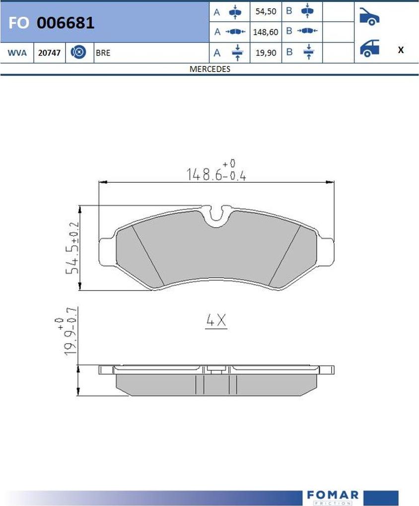 FOMAR Friction FO 006681 - Тормозные колодки, дисковые, комплект avtokuzovplus.com.ua