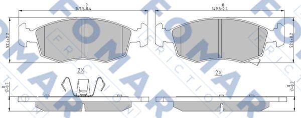 FOMAR Friction FO 242081 - Тормозные колодки, дисковые, комплект avtokuzovplus.com.ua