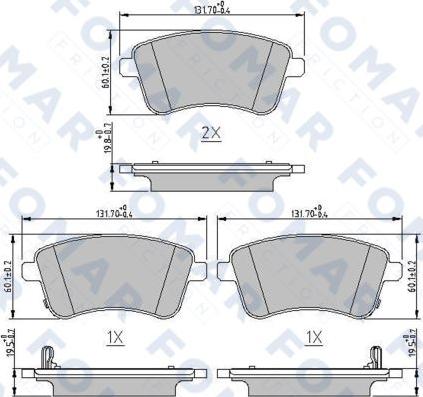 FOMAR Friction FO 250981 - Тормозные колодки, дисковые, комплект avtokuzovplus.com.ua