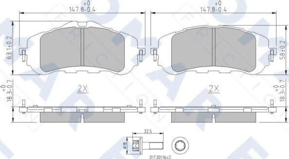 FOMAR Friction FO 261881 - Тормозные колодки, дисковые, комплект avtokuzovplus.com.ua