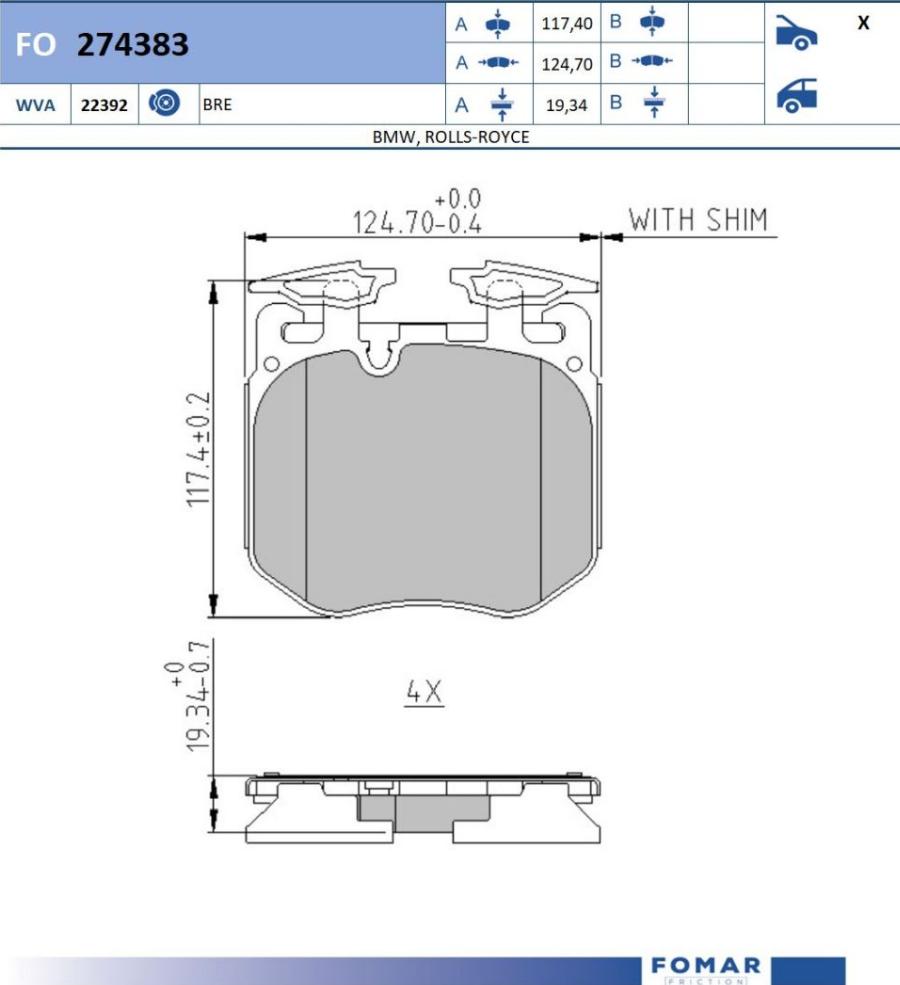 FOMAR Friction FO 274383 - Тормозные колодки, дисковые, комплект avtokuzovplus.com.ua