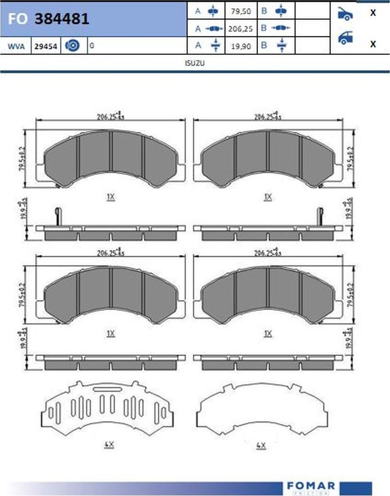 FOMAR Friction FO 384481 - Тормозные колодки, дисковые, комплект avtokuzovplus.com.ua