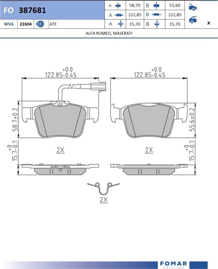 FOMAR Friction FO 387681 - Тормозные колодки, дисковые, комплект autodnr.net