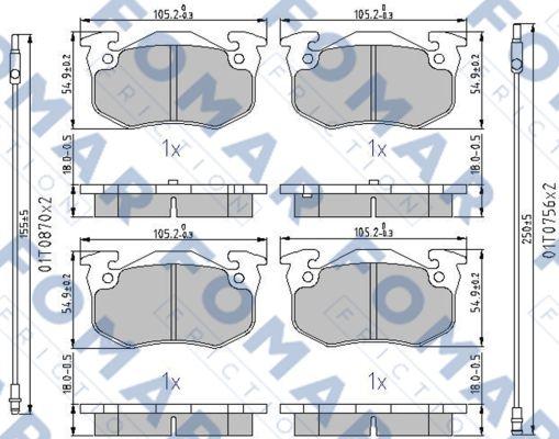 FOMAR Friction FO 435281 - Тормозные колодки, дисковые, комплект avtokuzovplus.com.ua