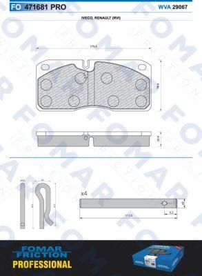 FOMAR Friction FO 471681 - Тормозные колодки, дисковые, комплект avtokuzovplus.com.ua