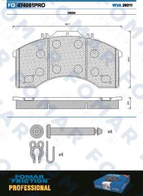 FOMAR Friction FO 474081 - Тормозные колодки, дисковые, комплект avtokuzovplus.com.ua