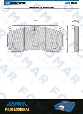 FOMAR Friction FO 478881 - Тормозные колодки, дисковые, комплект avtokuzovplus.com.ua