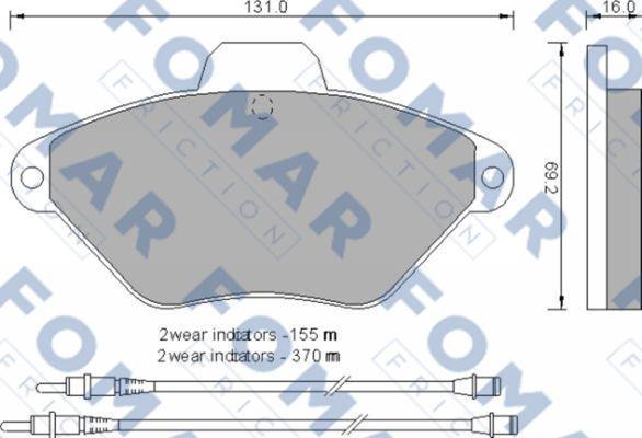 FOMAR Friction FO 592581 - Тормозные колодки, дисковые, комплект avtokuzovplus.com.ua