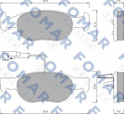 FOMAR Friction FO 624381 - Тормозные колодки, дисковые, комплект avtokuzovplus.com.ua
