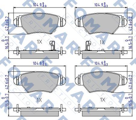 FOMAR Friction FO 668181 - Тормозные колодки, дисковые, комплект avtokuzovplus.com.ua