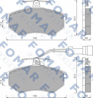 FOMAR Friction FO 670281 - Тормозные колодки, дисковые, комплект avtokuzovplus.com.ua