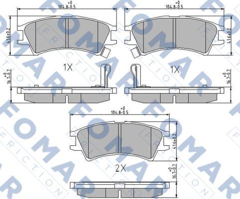 FOMAR Friction FO 673681 - Тормозные колодки, дисковые, комплект avtokuzovplus.com.ua