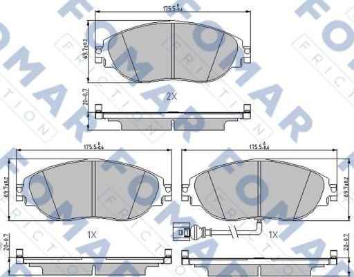 FOMAR Friction FO 688081 - Тормозные колодки, дисковые, комплект avtokuzovplus.com.ua