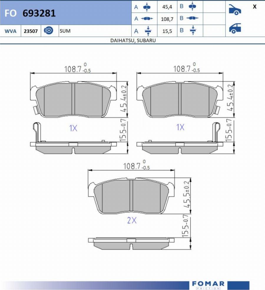 FOMAR Friction FO693281 - Тормозные колодки, дисковые, комплект avtokuzovplus.com.ua