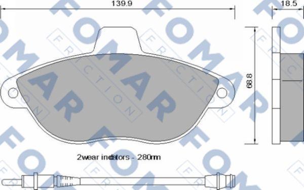 FOMAR Friction FO 742581 - Тормозные колодки, дисковые, комплект avtokuzovplus.com.ua